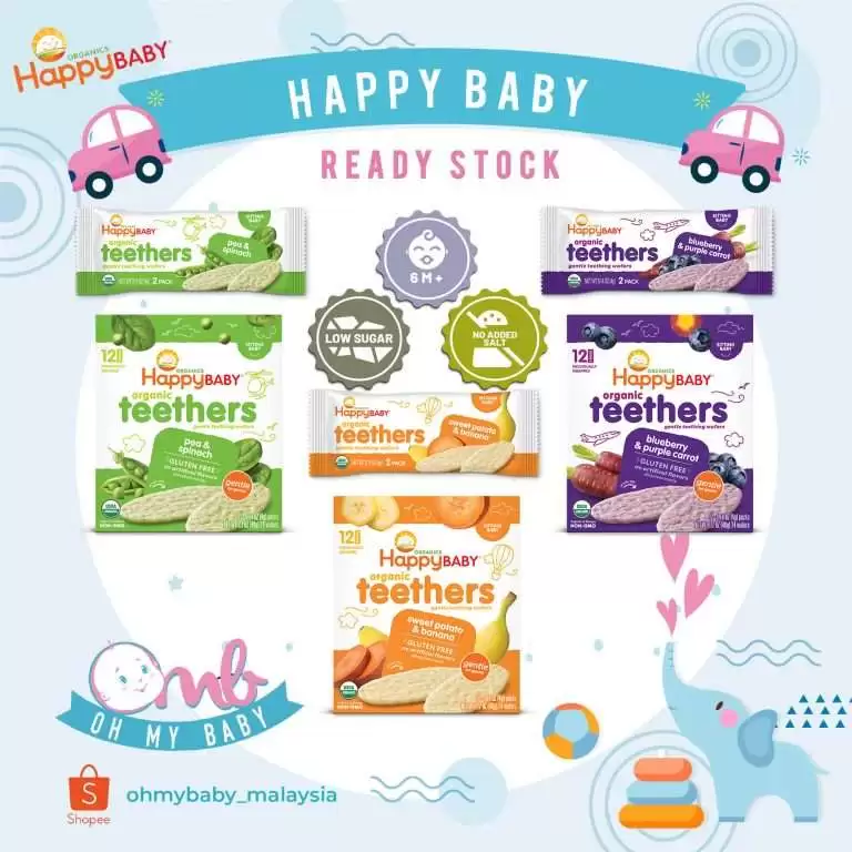 HAPPY BABY ORGANIC TEETHERS 6months+ OH MY BABY FOOD